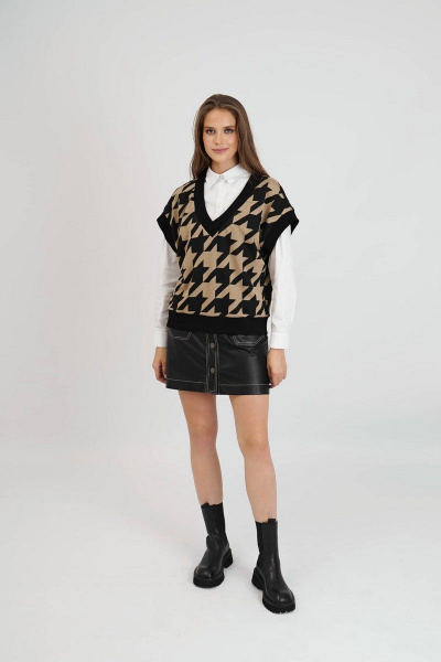 Трикотажный джемпер мультиколор и черный Motif 1607а - фото 2