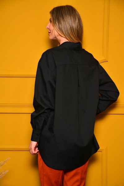 Черная рубашка мужского кроя из текстиля без вытачек LM CO604 - фото 5