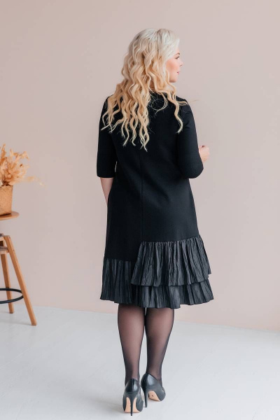 Платье трапеция с рукавом 3/4 и молнией на спинке ASV 2438 черный - фото 10