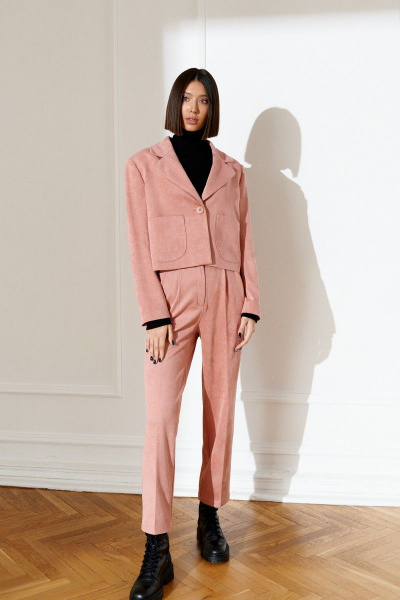 Деловой комплект брюки и жакет из вельвета с накладными карманами ANNETE A4008 - фото 6