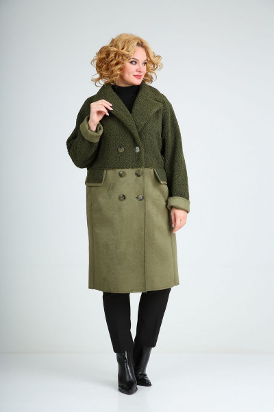 Пальто Диомант 1732 олива - фото 4