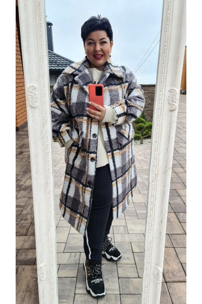 Пальто Vittoria Queen 14853 клетка - фото 5