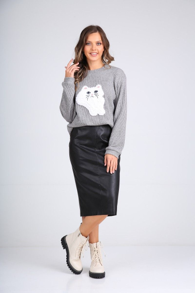 Джемпер SandyNa 130417 серый - фото 4
