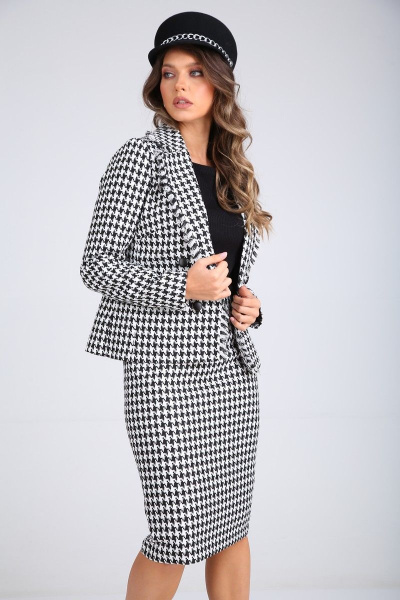 Жакет, юбка SandyNa 130504 бело-черный - фото 5