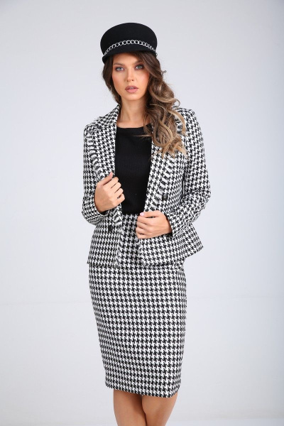 Жакет, юбка SandyNa 130504 бело-черный - фото 4