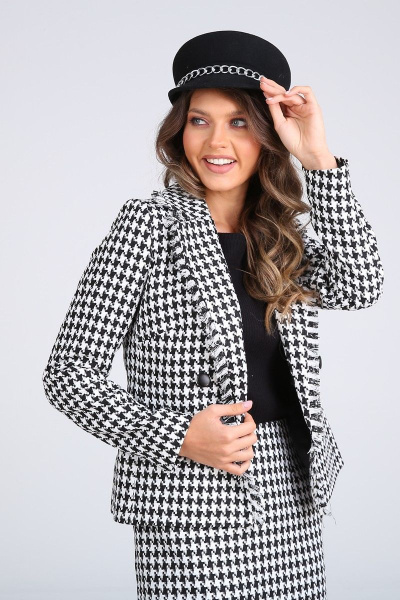 Жакет, юбка SandyNa 130504 бело-черный - фото 2