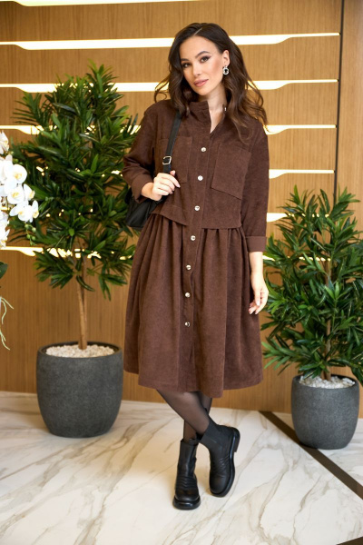 Платье ANASTASIA MAK 938 коричневый - фото 1