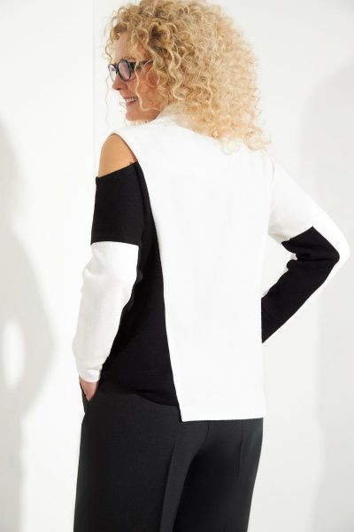 Джемпер с асимметричным силуэтом из ткани и хлопка Euromoda 392 - фото 2