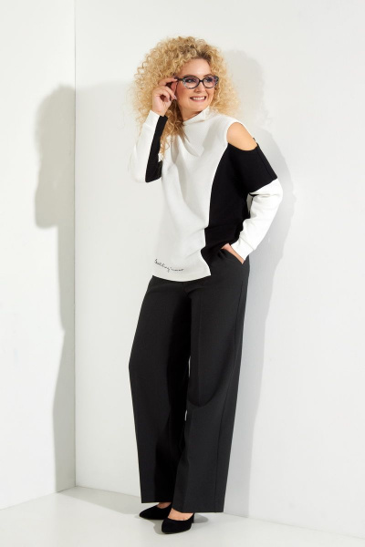 Джемпер с асимметричным силуэтом из ткани и хлопка Euromoda 392 - фото 1