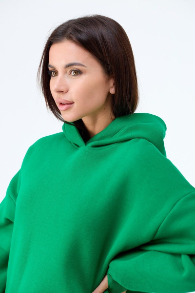Зеленый спортивный костюм из хлопка с капюшоном и карманами Anelli 976 зеленый - фото 9