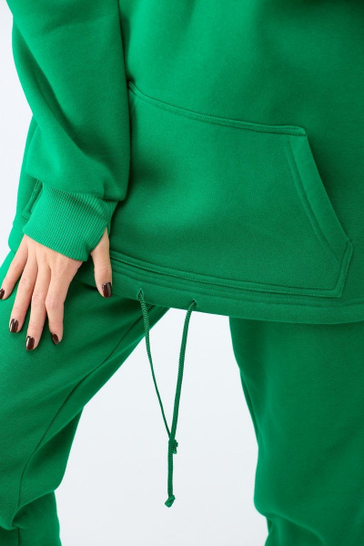 Зеленый спортивный костюм из хлопка с капюшоном и карманами Anelli 976 зеленый - фото 8