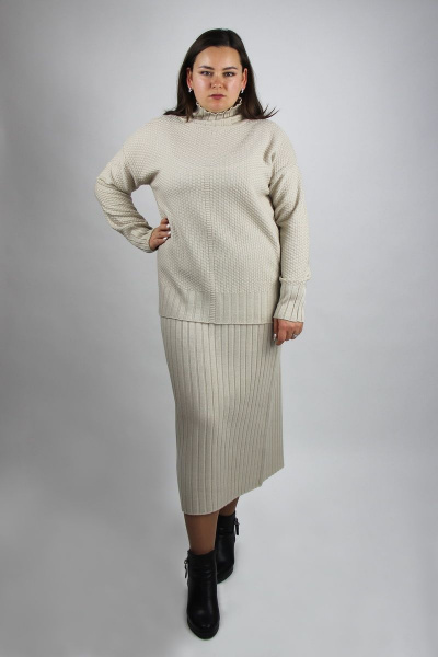 Демисезонный комплект из свитера и юбки с воротником-стойкой Полесье С0121-20 0С2197-Д43 158,164 слоновая_кость - фото 1