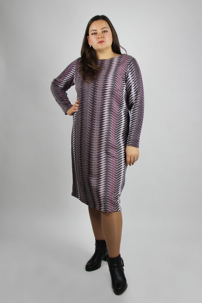 Платье прямого силуэта в мультиколоре из вязаного трикотажа Полесье С4787-21 1С1170-Д43 164 антрацит - фото 1