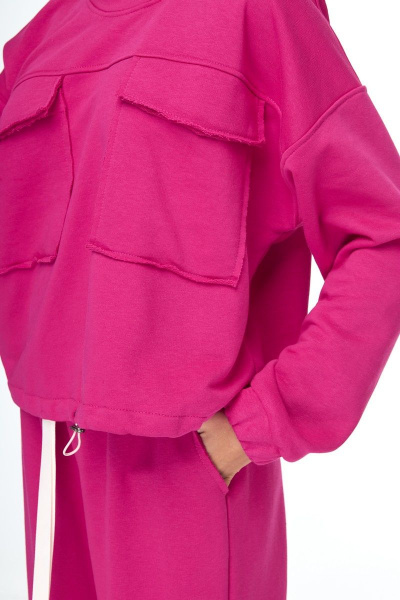 Спортивный костюм из трикотажа с карманами для дневного стиля Anelli 1143 фуксия - фото 4