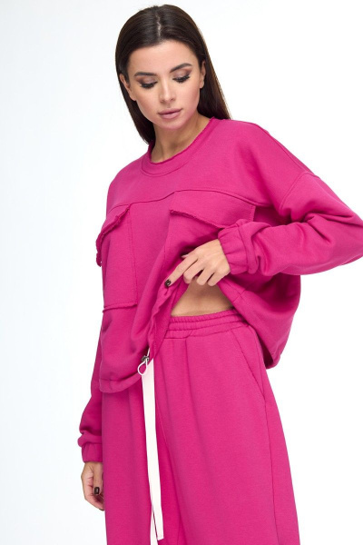 Спортивный костюм из трикотажа с карманами для дневного стиля Anelli 1143 фуксия - фото 2