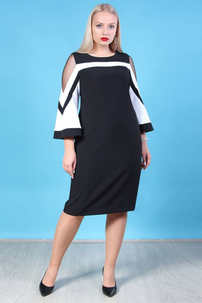 Платье короткое с объемными рукавами и контрастными тканями Camelia 20120 1 - фото 2