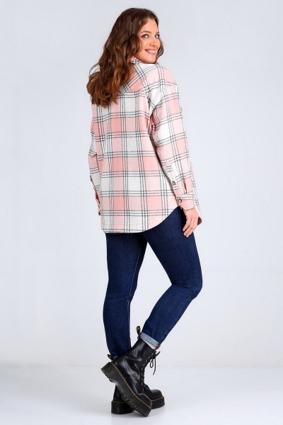 Стильная клетчатая рубашка с накладными карманами и прорезными манжетами Таир-Гранд 62407 розовый - фото 3