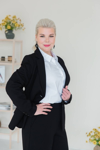 Деловой жакет из вискозы с застежкой на пуговицу и карманами ASV 2378 - фото 7