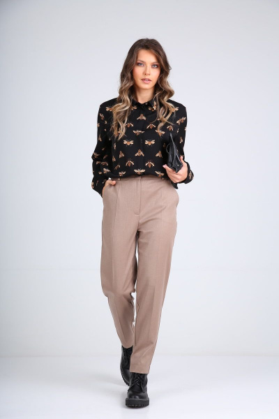 Деловые брючные классические брюки с карманами и стрелками SandyNa 130204 песочно-коричневый - фото 2
