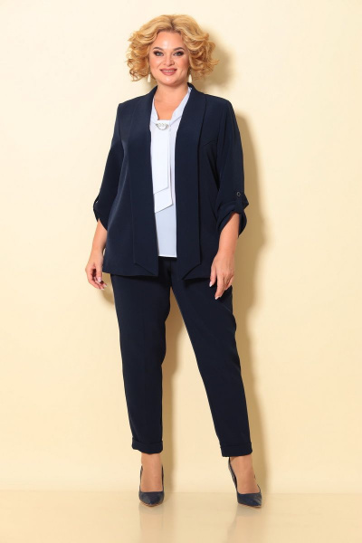 Классический костюм из текстиля с пиджаком и брюками БАГРЯНИЦА 5035 синий - фото 1