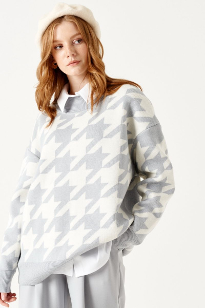 Джемпер ELLETTO 3499 бело-серый - фото 6