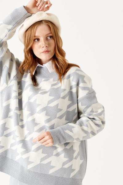 Джемпер ELLETTO 3499 бело-серый - фото 7