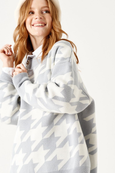 Джемпер ELLETTO 3499 бело-серый - фото 9