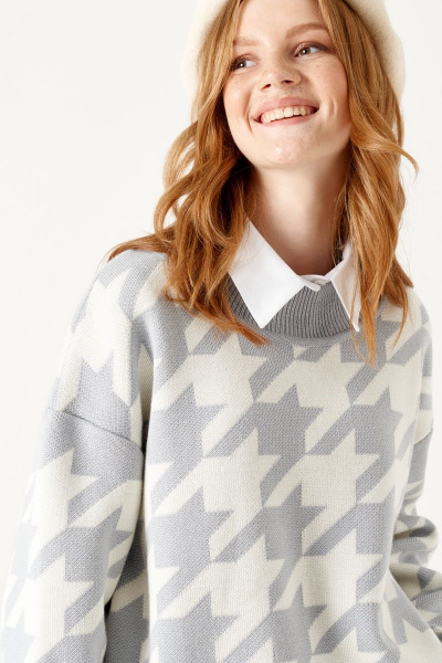 Джемпер ELLETTO 3499 бело-серый - фото 8