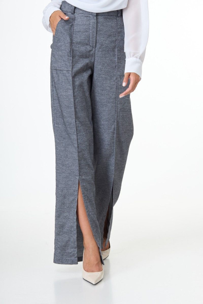 Брюки с высокой посадкой и разрезами в стиле кэжуал Anelli 1101 серый - фото 11