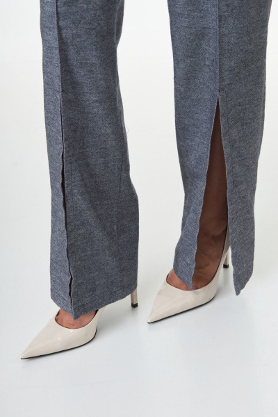 Брюки с высокой посадкой и разрезами в стиле кэжуал Anelli 1101 серый - фото 9