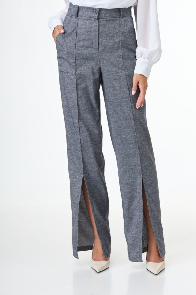 Брюки с высокой посадкой и разрезами в стиле кэжуал Anelli 1101 серый - фото 8