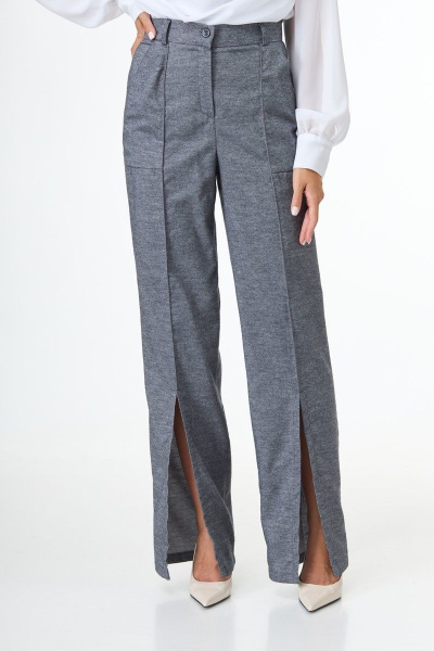 Брюки с высокой посадкой и разрезами в стиле кэжуал Anelli 1101 серый - фото 7