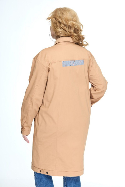 Джинсовый жакет с карманами, коричневый, демисезон Anelli 1113 карамель - фото 3