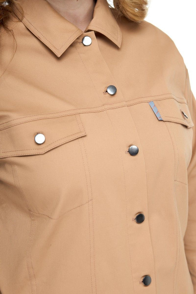 Джинсовый жакет с карманами, коричневый, демисезон Anelli 1113 карамель - фото 4