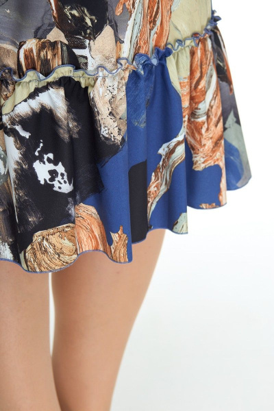 Платье с акварельным принтом и рюшей, длина миди Anelli 1139 мультиколор - фото 4