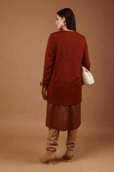 Демисезонный кардиган из трикотажа и экокожи с горизонтальными подрезами Femme & Devur 30481 1.11BF(170) - фото 3