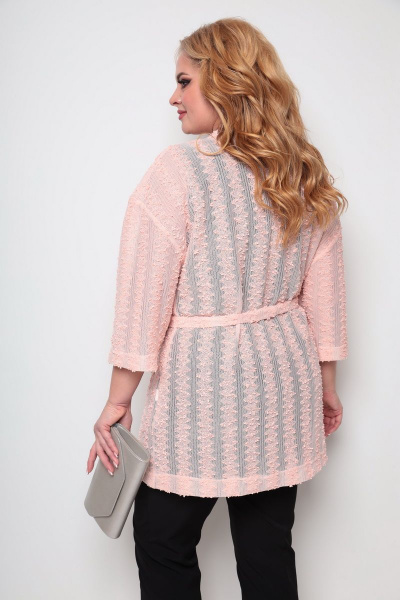 Кардиган с запахом и рукавом ¾ из мягкого трикотажа Michel chic 765 розовый - фото 4