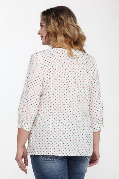 Белая блузка из вискозы с длинным рукавом и кокеткой Ga-Ta Style 1601/3 - фото 2