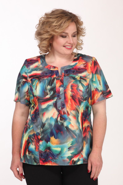 Мультиколорная блузка из вискозы с коротким рукавом Ga-Ta Style 1601/4 - фото 2