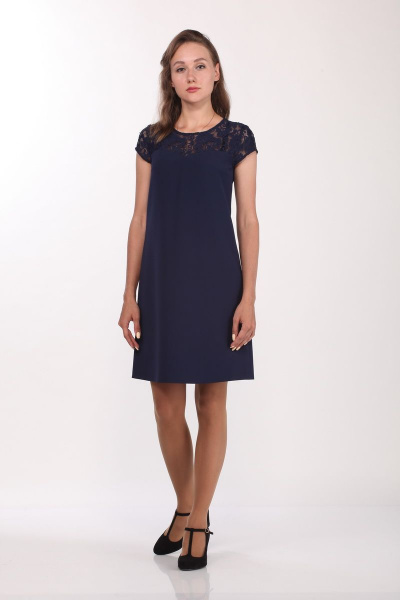 Платье прямое с нагрудными вытачками из двух видов ткани Ga-Ta Style 1610 - фото 1