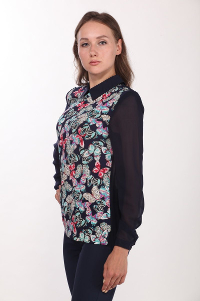 Модная женская блуза с воротником-стойкой и хлопковым текстилем Ga-Ta Style 1602/1 - фото 2