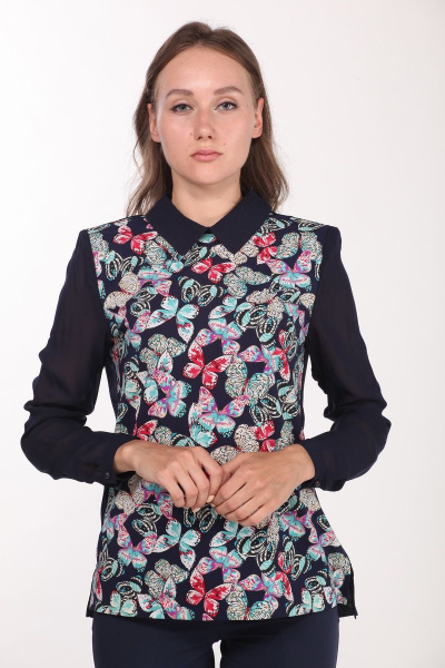 Модная женская блуза с воротником-стойкой и хлопковым текстилем Ga-Ta Style 1602/1 - фото 1