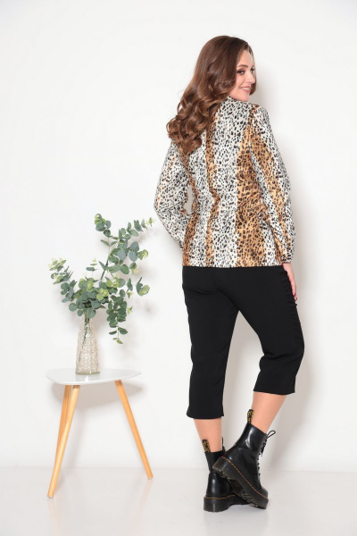 Уютный женский меховой жакет и кюлоты из плотной ткани Fortuna ШЖ 175 рыжий_с_бежевым - фото 4