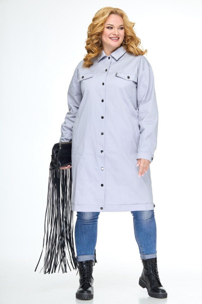 длинный джинсовый жакет из смесовой ткани с функцкарманами Anelli 1113 серый - фото 2