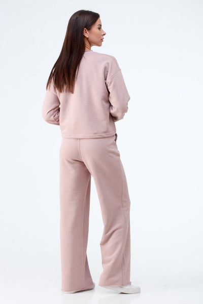 Костюм свитшот и брюки в стиле оверсайз с открытыми срезами Anelli 1143 пудра - фото 10