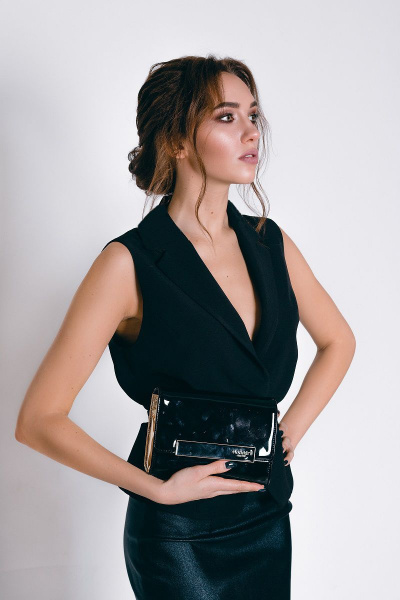 Нарядный приталенный жилет с поясом на поясе S. Veles 5-121Ж - фото 1