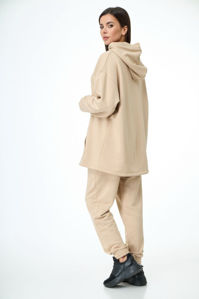 Брюки и свитшот спортивный комплект из трикотажа Anelli 976 бежевый - фото 8