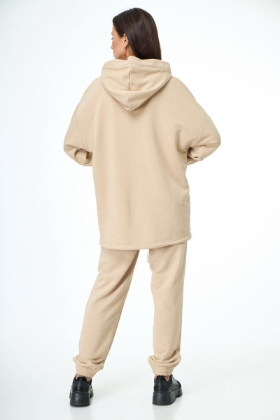 Брюки и свитшот спортивный комплект из трикотажа Anelli 976 бежевый - фото 7
