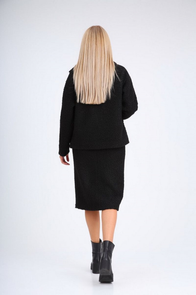 Демисезонная юбка прямого силуэта из искусственного меха и эко-кожи Amberа 178-1 - фото 4