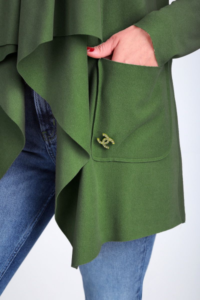 Кардиган свободного кроя из трикотажа в зеленом стиле Таир-Гранд 62410 т.зеленый - фото 2